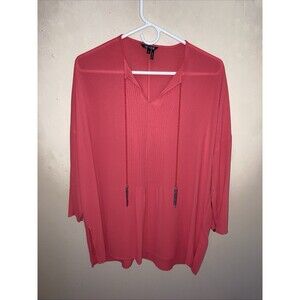 Nic + Zoe Watermelon Pink Boho Tunic Top Tassel Ties NWT Sz S But Can Fit Larger